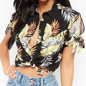 Tropical Button Up Crop